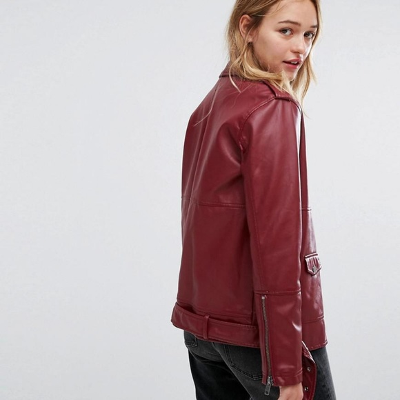 monki oversized leather jacket